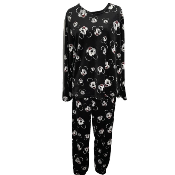 Disney Mickey Mouse Fleece Pajama Set Black Loungewear - Large - Picture 2 of 8